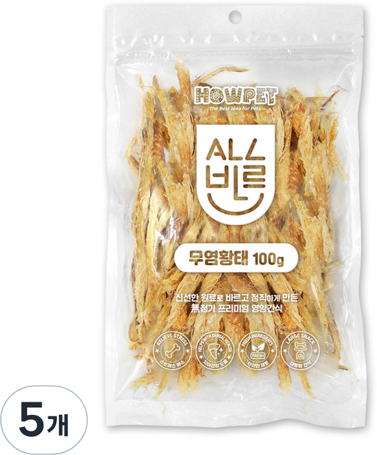 하우펫 올바른 무염황태 국내산 수제 건조간식, 5개, 100g, 황태