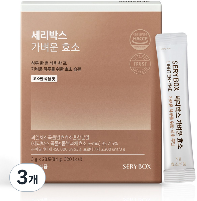 세리박스 가벼운 효소 곡물맛, 84g, 3개