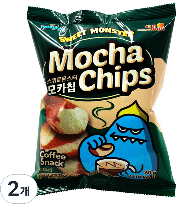스위트몬스터 모카칩 커피 스낵 과자, 2개, 60g