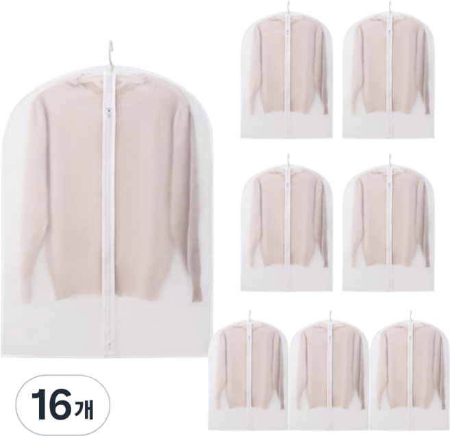 먼지방지 지퍼형 반 투명 옷커버, 16개, 1세트