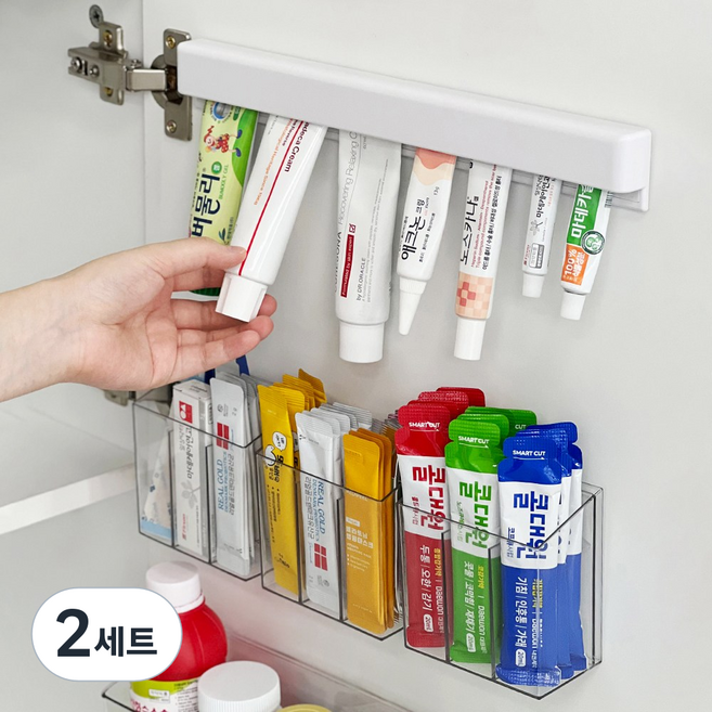 루시아이 공중부양 붙여쓰는 투명 약정리함, 투명(칸막이형1개+일반형1개), 2개