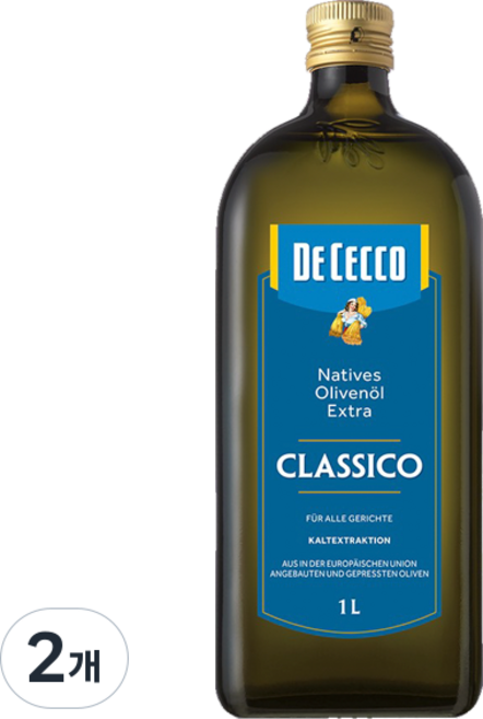 데체코 올리오 엑스트라 버진 디 올리바 올리브오일, 1L, 2개