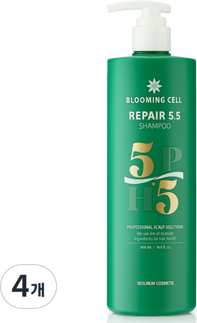 블루밍셀 지루성두피염 완화 비듬 가려움 케어 약산성 기능성 샴푸, 500ml, 4개