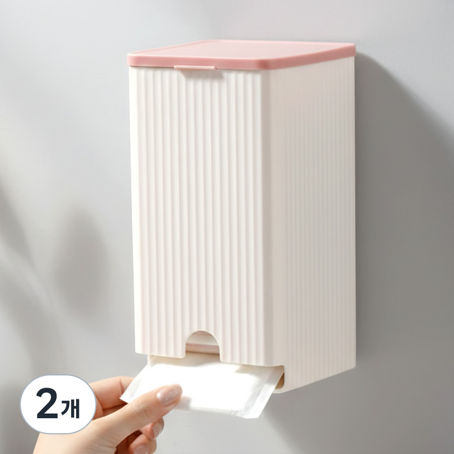 감보이 뽑아쓰는 부착식 생리대 보관함, 분홍, 2개