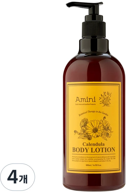 아미니 플라워 테라피 바디로션 카렌듈라, 4개, 500ml - 쿠팡