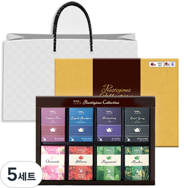 [본사직영] 다예 세계명차 프레스티지컬렉션 8종 티백 선물 세트+쇼핑백, 5세트