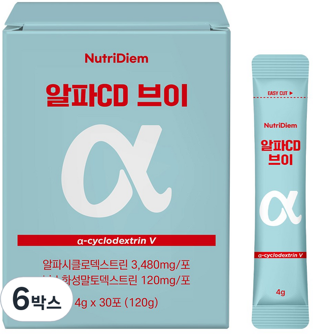 뉴트리디엠 알파CD 브이 알파시클로덱스트린 알파시디 알파씨디 파인애플맛, 6박스, 30회분