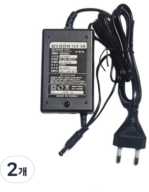 국산 12V 3A CCTV 소형가전 다용도 어댑터, 2개, 검정