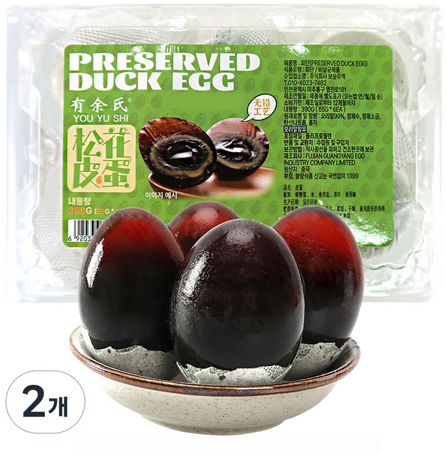 (배터짐) 송화단 피단 찐오리알 한곽6알, 360g, 2개