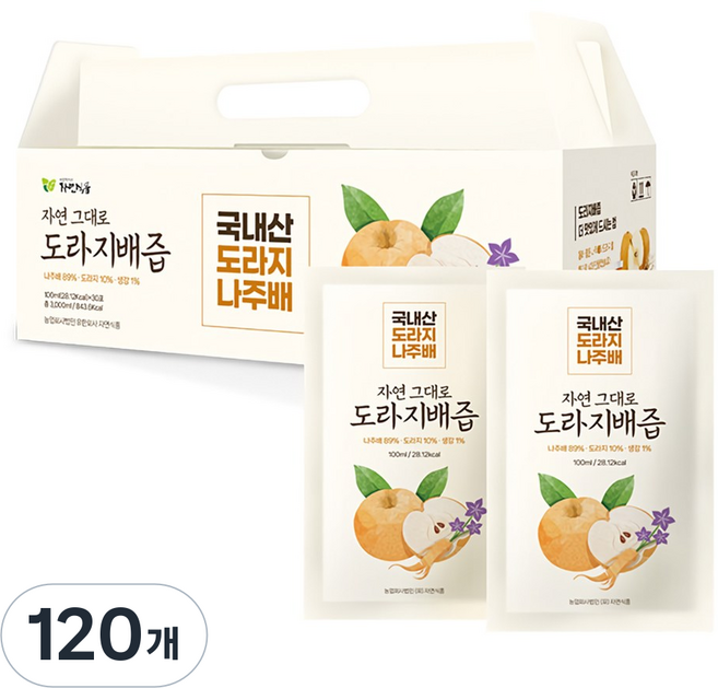 자연식품 자연그대로 도라지배즙, 100ml, 120개