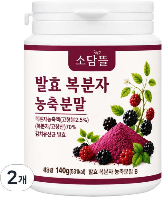 소담뜰 고창 복분자 분말 가루 국내산 발효복분자, 2개, 140g