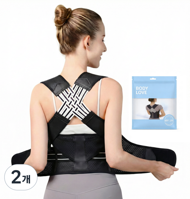 바디사랑공식 가볍고 편안한 바른 자세 밴드, 2개