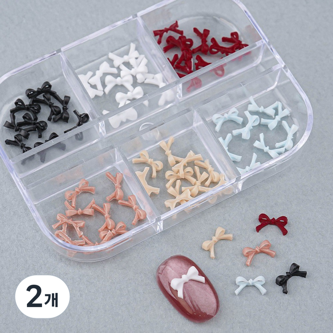 네일스토어 미니 리본 네일파츠 6종 세트-3 발레리나, 2개, 믹스컬러 T511