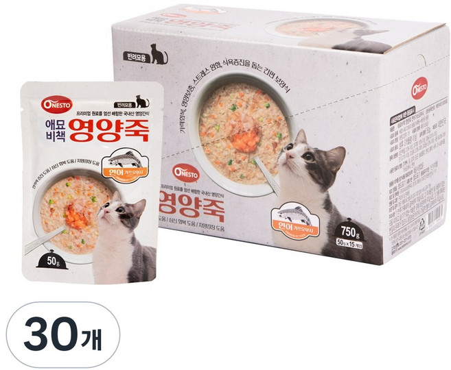 펫퍼스 애묘비책 영양죽 고양이죽 사료 보양식 닭고기 참치 연어 가쓰오부시, 30개, 50g, 연어+가쓰오부시