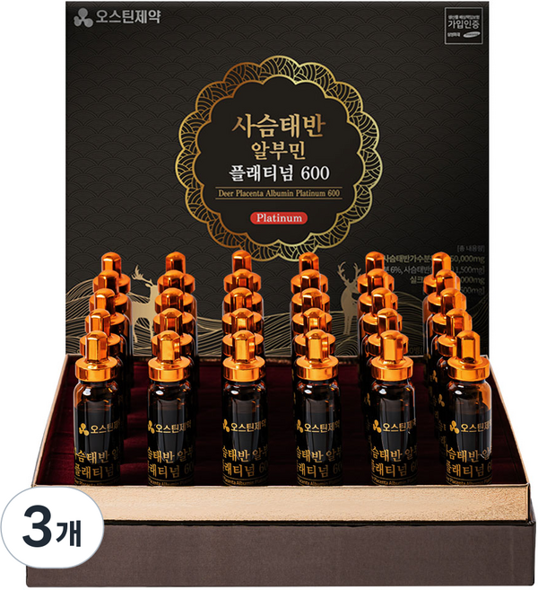 오스틴제약 알부민 사슴태반 플래티넘 마시는 영양제, 3개, 30회분