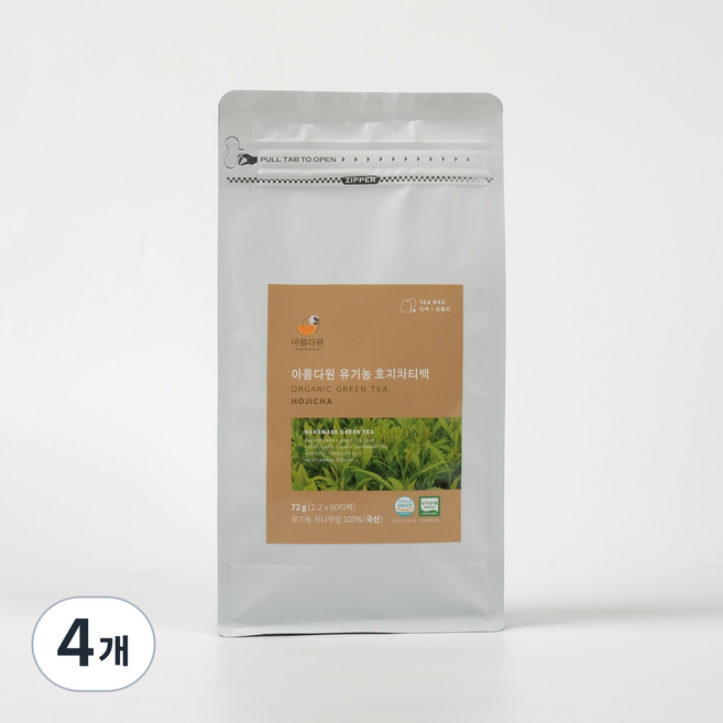 아름다원 유기농 호지차 실속형, 4개, 60개입, 1.2g
