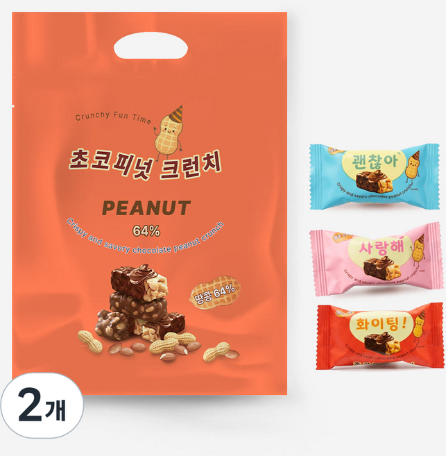 본아미 초코피넛 크런치 초코크런치 고소하고 맛있는 땅콩초코바, 2개, 600g