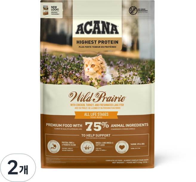 아카나 와일드프레이리 캣, 닭, 4.5kg, 2개