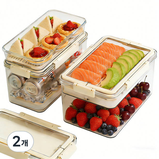 진공 밀폐용기 반찬통 가정용 수납 밀폐용기 대용량 냉장 냉동 과일 냉장고정리용기, 5000ML화이트, 2개