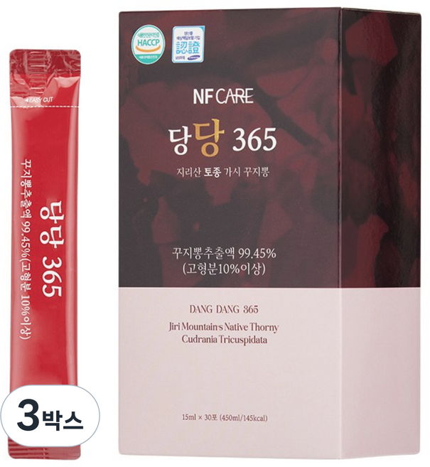 당당365 국산 구찌뽕 바나바잎 혈당관리 꾸지뽕 여주 돼지감자 1일 1포 당케어, 3박스, 450ml