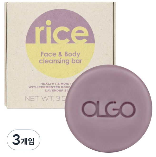 올고 라이스 클렌징바 - 국내산 쌀발효성분 비건인증 약산성 세안바 세안비누, 100g, 3개입