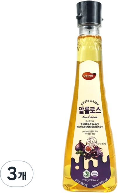 국내제조 원료를 이용한 스위트해피 알룰로스 [HACCP 비건 인증 / 난소화성말토덱스트린 함유], 3개, 700g