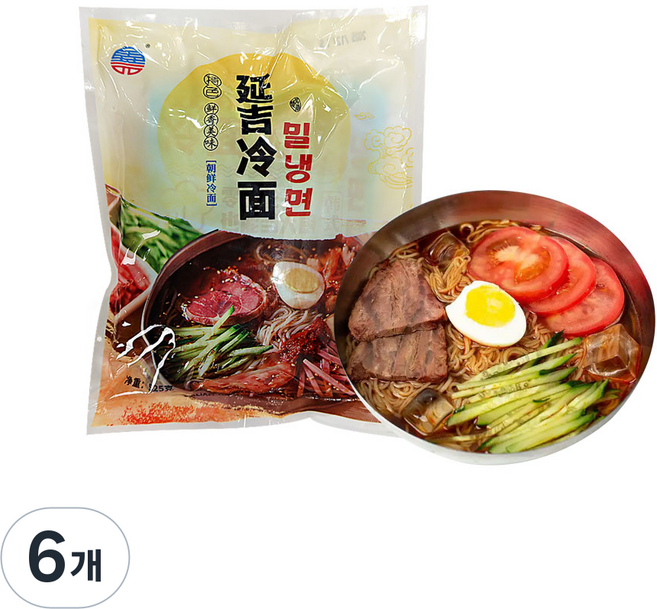 (배터짐) 조리예 특색 연길냉면 조선냉면(육수 소스포함), 525g, 6개