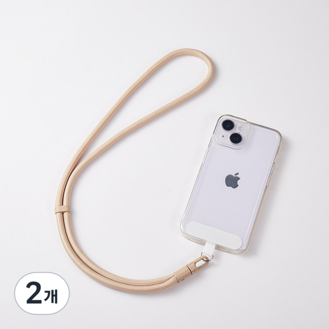 생활연구소 핸드폰 목걸이 스트랩 도난 방지 M, 2개, 베이지