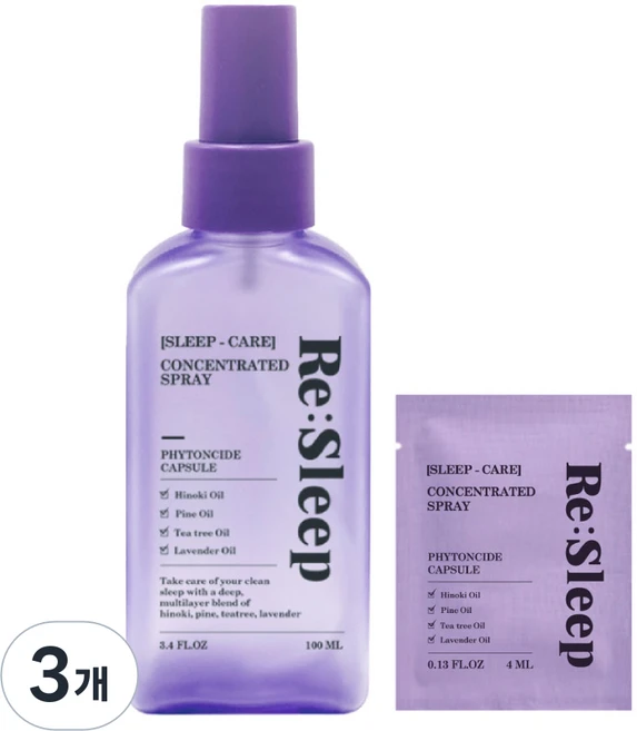 리슬립 슬립 케어 피톤치드 편백 농축 스프레이 휴대용 (오일 3% 캡슐형), 100ml, 3개 - 쿠팡