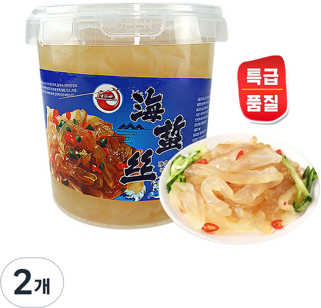(배터짐) 비가산 특급품질 염장 해파리 슬라이스(통) 실온, 2개, 1.6kg