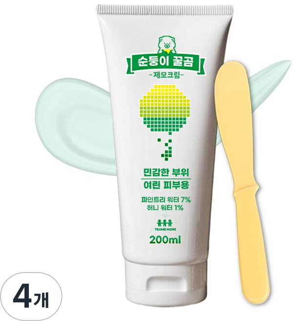 올리브영 팀스모어 순둥이 꿀곰 제모크림 브라질리언 왁싱크림 겨드랑이 왁싱, 200ml, 4개