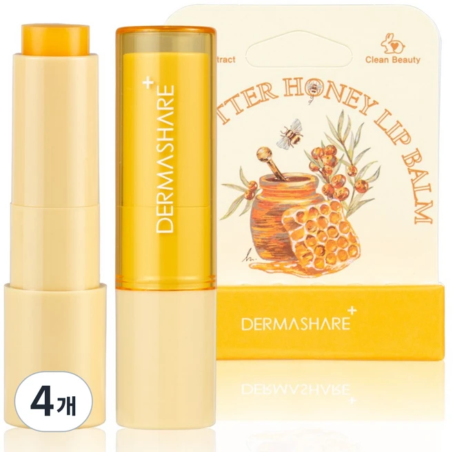 고보습 시어버터 허니 립밤, 무색, 3.8g, 4개 - 쿠팡