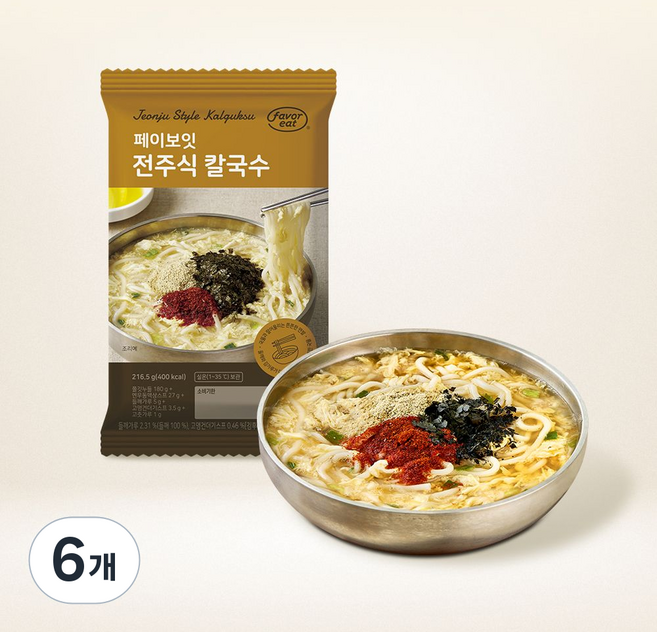 페이보잇 전주식 칼국수, 6개, 216g