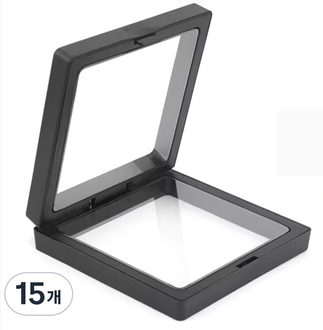 [비모어드] 투명 PE 액세서리 액자 케이스 5P 악세사리 메달 수집품 필름 쥬얼리 미니어처 소품 가챠 피규어 변색 산화방지, 15개, 블랙