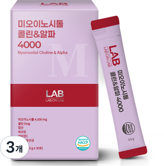 랩온랩 미오이노시톨 콜린&알파 4000 30포, 3개, 135g