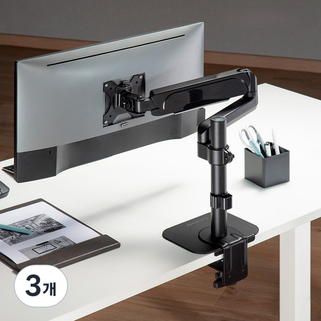 마운트뷰 책상 보호 고중량 모니터암 파손 설치 보강판 플레이트, 3개, 블랙 [EW015]