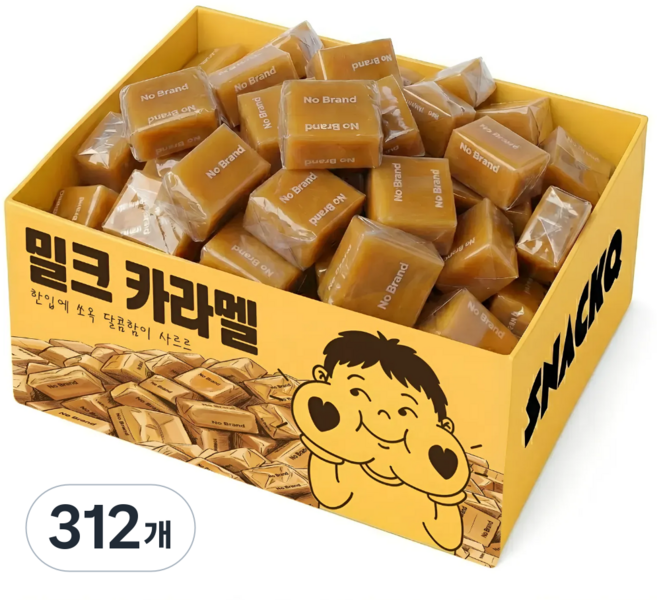 스낵큐 노브랜드 과자, 312개, 밀크 카라멜