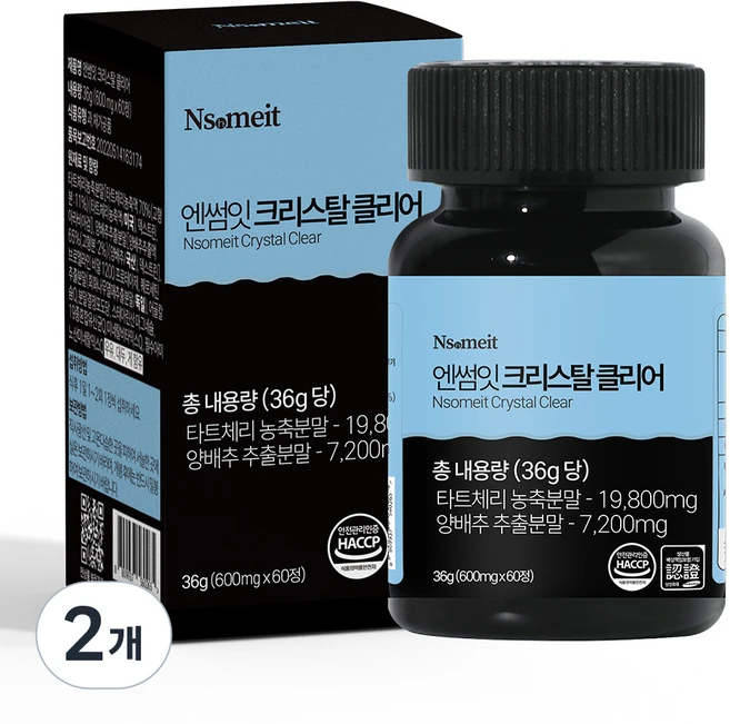 엔썸잇 크리스탈 클리어 타트체리, 2개, 60정 - 쿠팡