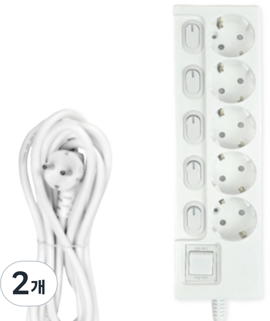 리빙라이팅 고용량 멀티탭 5구 16A 개별스위치 과부하차단 국내생산 KC인증, 2개, 5구 개별스위치, 3m