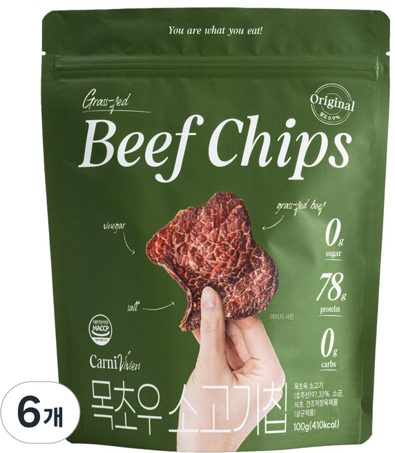 카니비비안 목초우 소고기칩, 100g, 6개