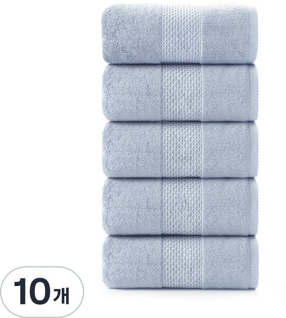 록신 명품 호텔수건 코마사 부드러운 고퀄리티 수건 540GSM 40수 5종세트, 10개, 파우더블루
