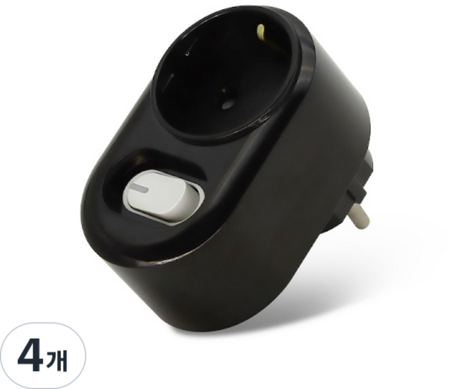 현대일렉트릭 국산 절전형 개별 차단 1구 멀티탭, 블랙, 4개, 8.5cm