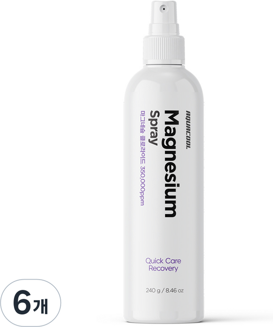 아쿠아쿨 마그네슘 스프레이 240g / 대용량 쿨+핫 뿌리는 신속케어 350000ppm, 6개, 1개입