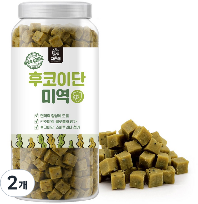 자연애보틀 후코이단 강아지 건강 간식, 후코이단트릿 미역, 2개, 520g