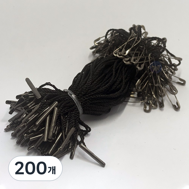 옴니스 실고리핀 [녹 안쓰는 동핀] 택고리핀 핀고리 상표끈 가격표 상표끈, 200개, 블랙실-흑니켈핀
