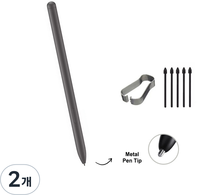 갤럭시탭 S6 7 8 9 10 11 호환 Spen 학습 필기용 S펜, 2개, 블랙