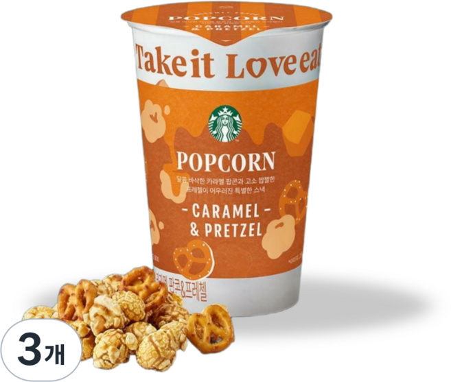 [스타벅스] 카라멜 팝콘 & 프레첼, 3개, 100g