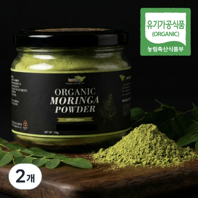 럼럼 프리미엄 100% 청정지역 유기농 모링가 잎 분말 가루 파우더 요거트 토핑, 2개, 110g - 쿠팡