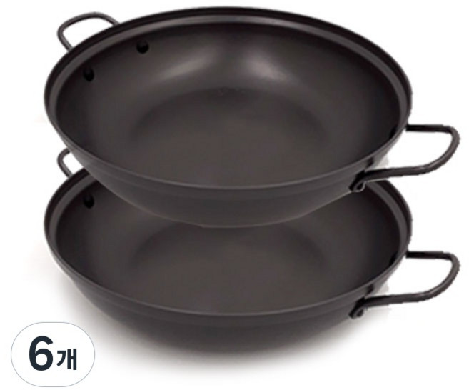 일리 경질 업소용 찌개 조림 전골 냄비, 6개, 블랙, 28cm