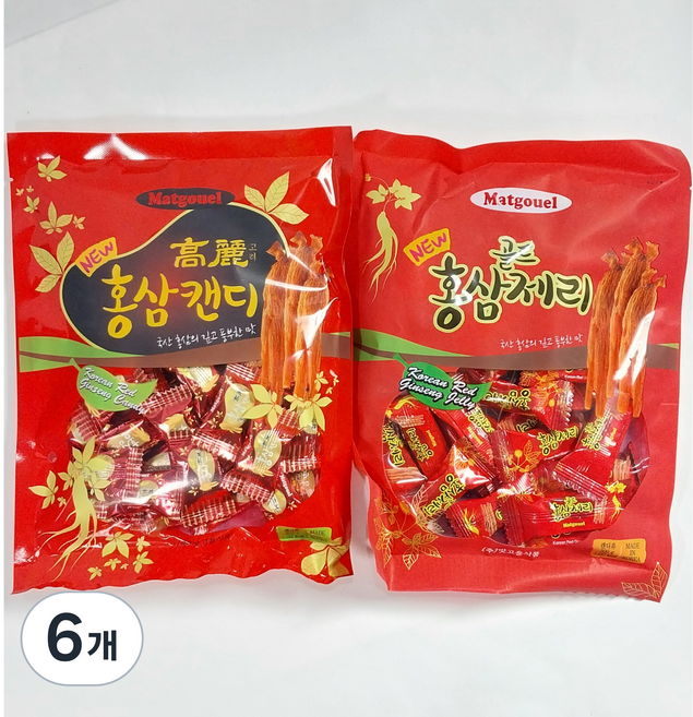 맛고을 뉴 고려홍삼캔디 + 맛고을 뉴 골드 홍삼제리, 6개, 300g